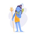 Ancient Indian Hindu Shiva God and Deity Vector Illustration