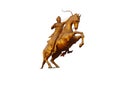 Ancient Indian king Prithviraj Chauhan horse riding statue with bow and arrow