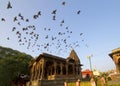 Ancient Indian Palace with birds flying