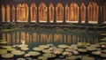 AI generated Ancient Indian Temple with Lotus pond