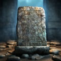 Ancient Inscription on Weathered Stone Tablet Royalty Free Stock Photo