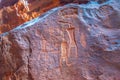 Ancient inscriptions at Khazali siq at Wadi Rum desert in jordan