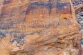 Ancient inscriptions at Lawrence spring at Wadi Rum desert in jordan