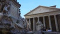 Ancient inscriptions on Pantheon fountain in Rome, historical place in Italy