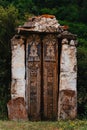 Ancient inscriptions petroglyphs on stone pillars Ossetia