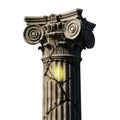 Ancient ionic column capital with cracks and internal light Royalty Free Stock Photo