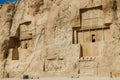 Ancient Iranian rock reliefs Naqsh-e Rustam. Royalty Free Stock Photo