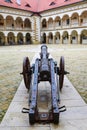 Ancient iron cannon at the royal castle in Niepolomice, Poland.