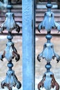 Russia, St. Petersburg, January 2021. A fragment of a wrought-iron fence with a floral pattern. Royalty Free Stock Photo