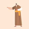 Ancient Israelite Man Isolated On Beige Background. Male Character Wear Long Robe, Headwear And Sandals