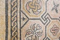 Ancient Italian Roman mosaic floor with geometric shapes compose Royalty Free Stock Photo