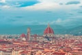 View of red roofs of Florence with Cattedrale di Santa Maria del Fiore Florence Cathedral in the middle. Italy Royalty Free Stock Photo