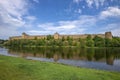 The ancient Ivangorod fortress on the bank of the Narova River. Russia Royalty Free Stock Photo