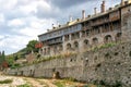 Ancient Iversky monastery on the holy Mount Athos Royalty Free Stock Photo