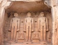 Ancient Jain statues carved out of rock in Gwalior, Madhya Pradesh, India