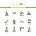 Ancient Japan - modern line design style icons set Royalty Free Stock Photo