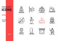 Ancient Japan - modern line design style icons set