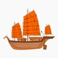 Side View Ancient Japanese Ship Vector Illustration Royalty Free Stock Photo