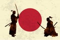 Ancient Japanese Swordsman, Samurai, Duel Royalty Free Stock Photo