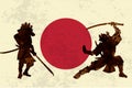 Ancient Japanese Swordsman, Samurai, Duel Royalty Free Stock Photo