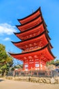 Ancient Japanese wood temple with blue sky Royalty Free Stock Photo