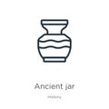 Ancient jar icon. Thin linear ancient jar outline icon isolated on white background from history collection. Line vector ancient Royalty Free Stock Photo