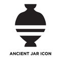 Ancient jar icon vector isolated on white background, logo concept of Ancient jar sign on transparent background, black filled