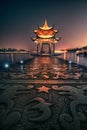 ancient Jixian Pavilion at West Lake, Hangzhou, China Royalty Free Stock Photo