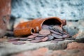 Ancient jug with coins Royalty Free Stock Photo