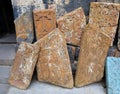 Ancient khachkars near the Sevanavank (Sevanavank Monastery) in Armenia Royalty Free Stock Photo