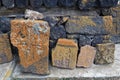 Ancient khachkars near the Sevanavank (Sevanavank Monastery) in Armenia Royalty Free Stock Photo