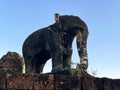 Ancient Khmer architecture Elephant statues at sunrise, Angkor Wat, Siem Reap, Cambodia Royalty Free Stock Photo
