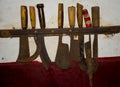 Ancient knife set used in kitchen of India Royalty Free Stock Photo