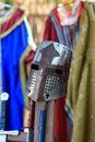 Ancient knight armor, helmets, with shallow depth of field