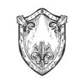 Ancient knight shield engraving vector