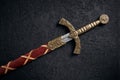 Ancient knightly sword of the era of the Crusades in the Middle Ages Royalty Free Stock Photo