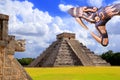 Ancient Kukulcan Mayan temple chichen itza snake Royalty Free Stock Photo