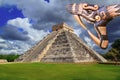 Ancient Kukulcan Mayan temple chichen itza snake Royalty Free Stock Photo