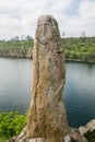 Ancient kurgan stelae in the Khortytsia isalnd, Zaporizhia, Ukraine