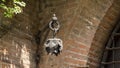 Ancient lamp in the yard of the Romeo and Juliet house in Verona, Italy