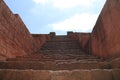 Ancient laterite stone stairway up of the base of the main stupa, Khao Klang Nok, influence of Draravati culture, 8th-9th century.