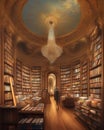 Ancient library, books, knowledge and history