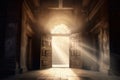 Ancient light doorway. Generate Ai Royalty Free Stock Photo