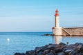 Ancient lighthouse in Bastia, Corsica, France. Beautiful sea lan