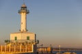 Ancient lighthouse, Far de la Banya in port of Tarragona,Spain.