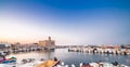 Ancient lighthouse in a town in Puglia in Italy