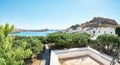 Ancient Lindos city on Rhodes island with view on Acropolis