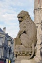 Ancient lion sculpture in Brugge street