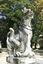 Ancient lion statue in Wat Phra Yuen, Lamphun, Thailand