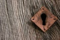 Ancient lock on wooden door